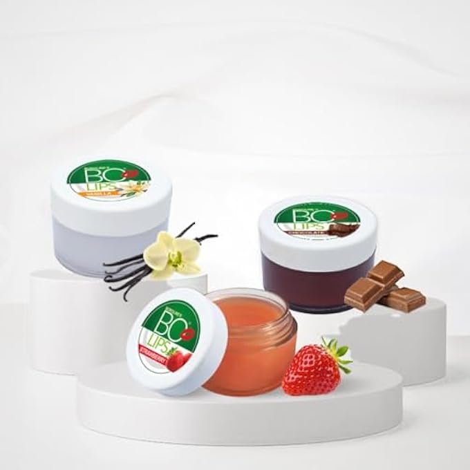 BOROLINE BO LIPS NOURISHING LIP BALM | STRAWBERRY, VANILLA, CHOCOLATE FLAVOUR WITH NATURAL ALMOND OIL | FOR GLOSSY SOFT LIPS (PACK OF 3) - Image 1